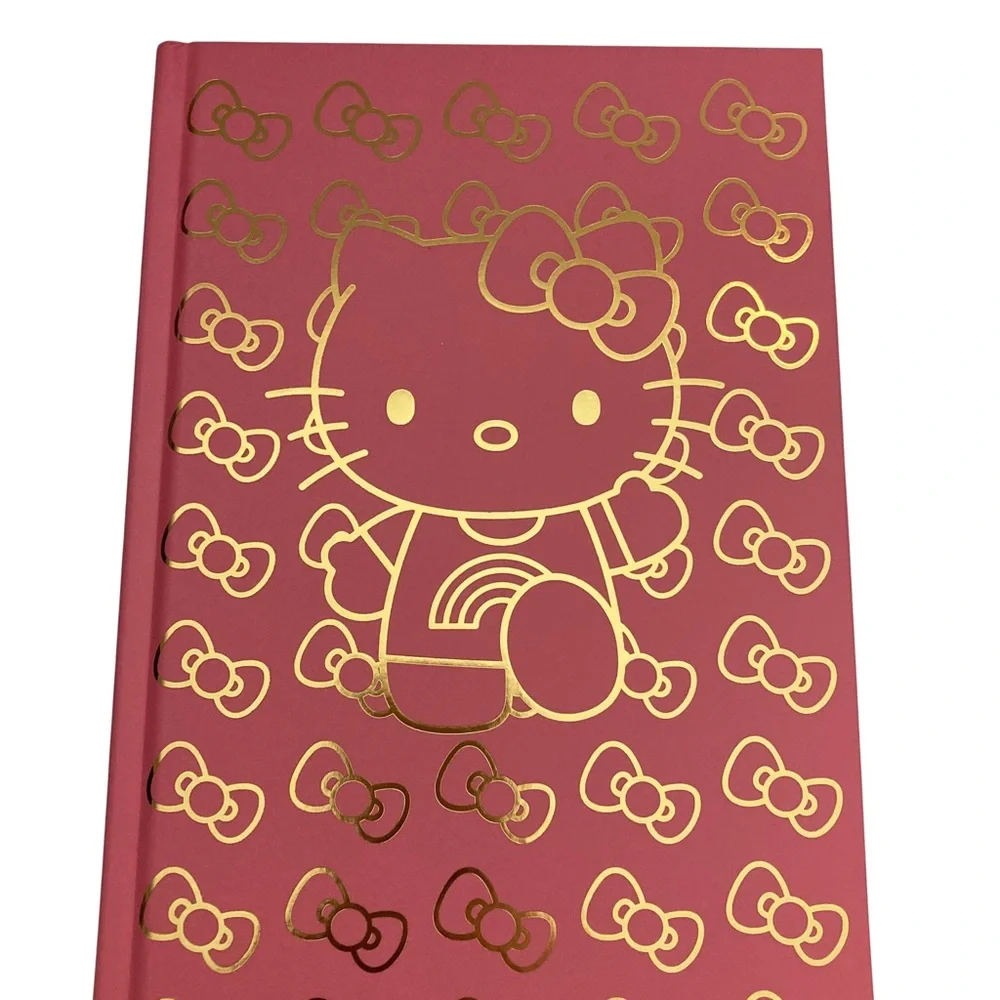 Hello Kitty Journal Gold Foil Bows Pink Hardcover Planner Notebook Stationery